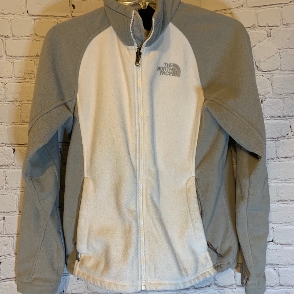 The North Face gray & white fleece, S
